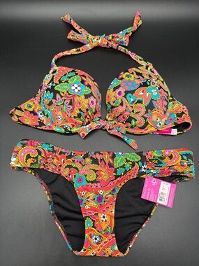 Victoria’s Secret Beach Sexy- Push Up - Paisley- Top 34C - Bottoms XS NWT